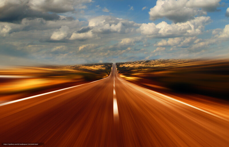 Highway Stretching to Horizon — Blue, Dramatic