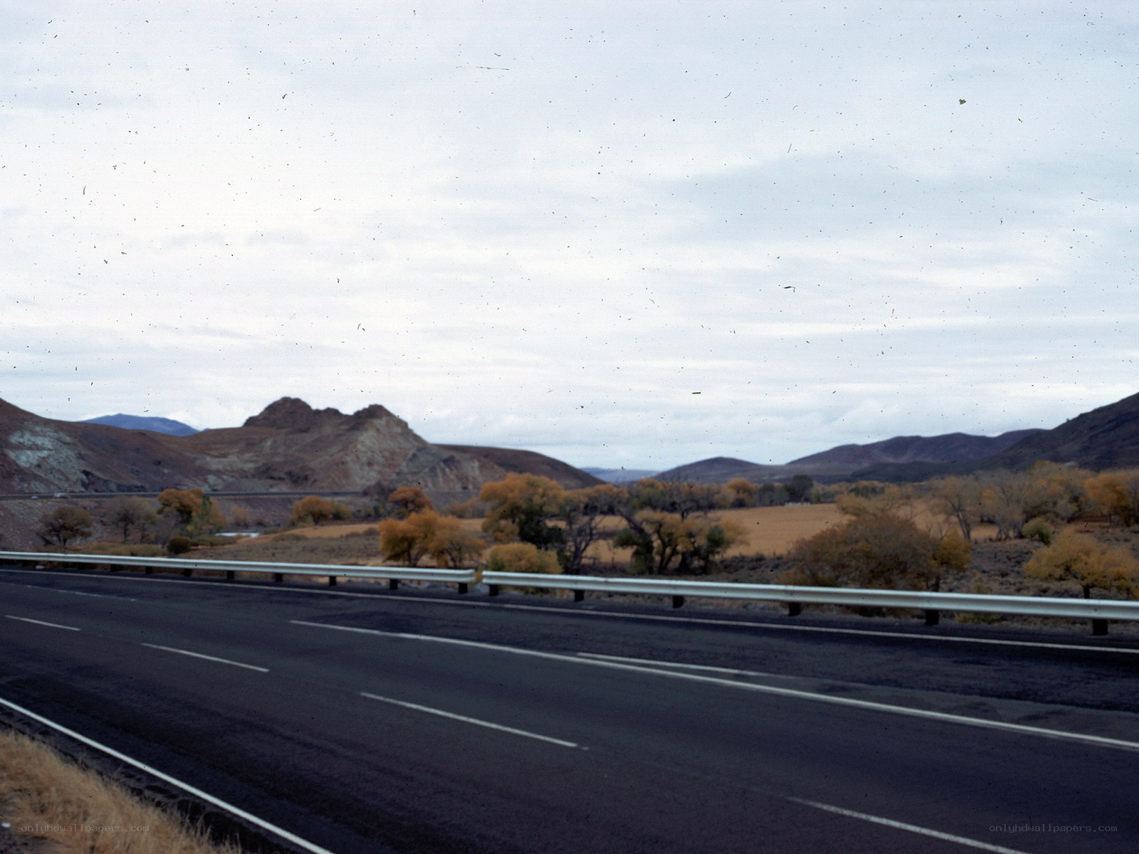 Highway through a desert valley