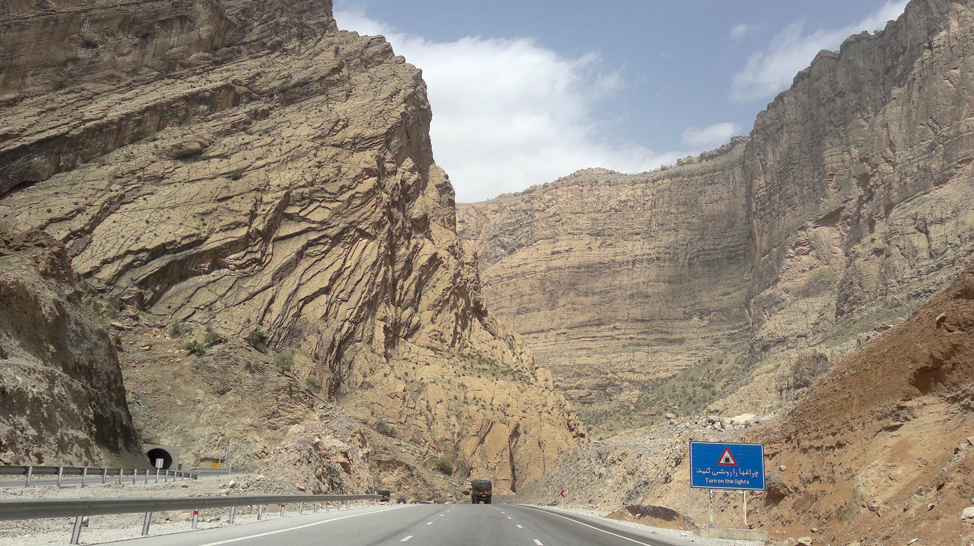 Highway through a rocky canyon