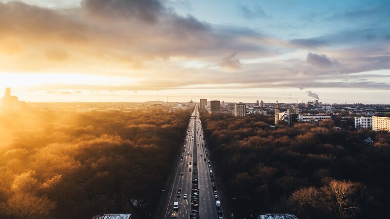 Highway Through City Park