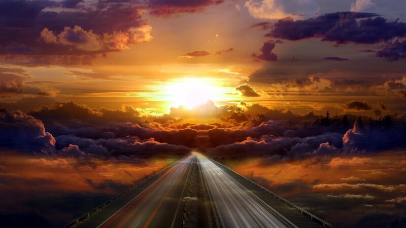 Highway Through Clouds — Orange, Dramatic