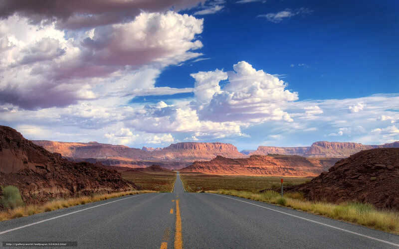 Highway Through Desert Canyon — Blue