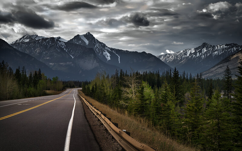 Highway Through Mountain Valley — Gray