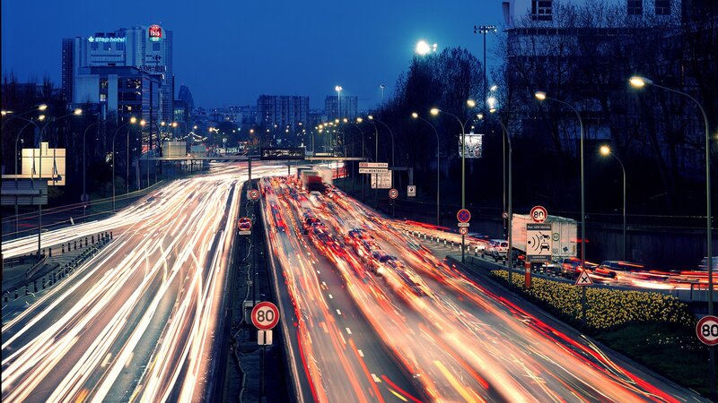 Highway Traffic at Night