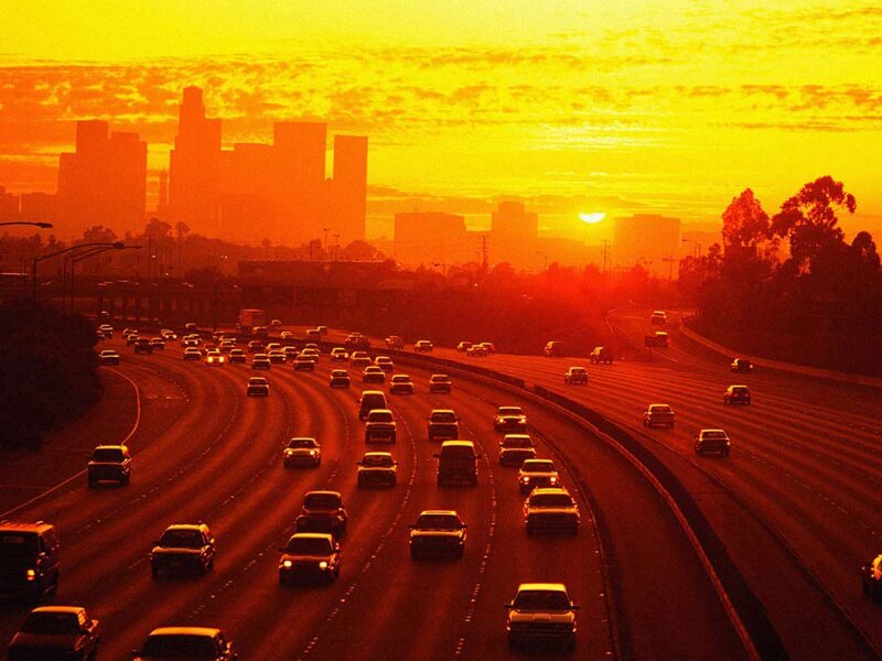 Highway Traffic at Sunset