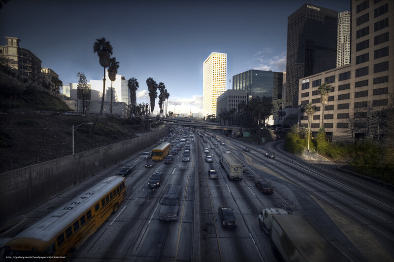 Highway Traffic in City — Gray, Dramatic