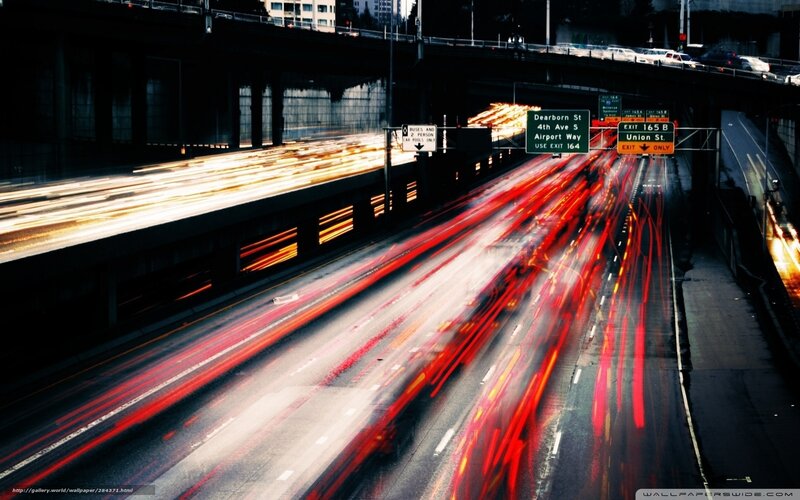 Highway Traffic Light Trails — Red, Dramatic