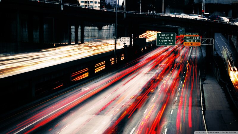 Highway Traffic Light Trails — Red