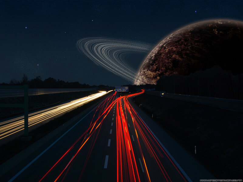 Highway under alien sky