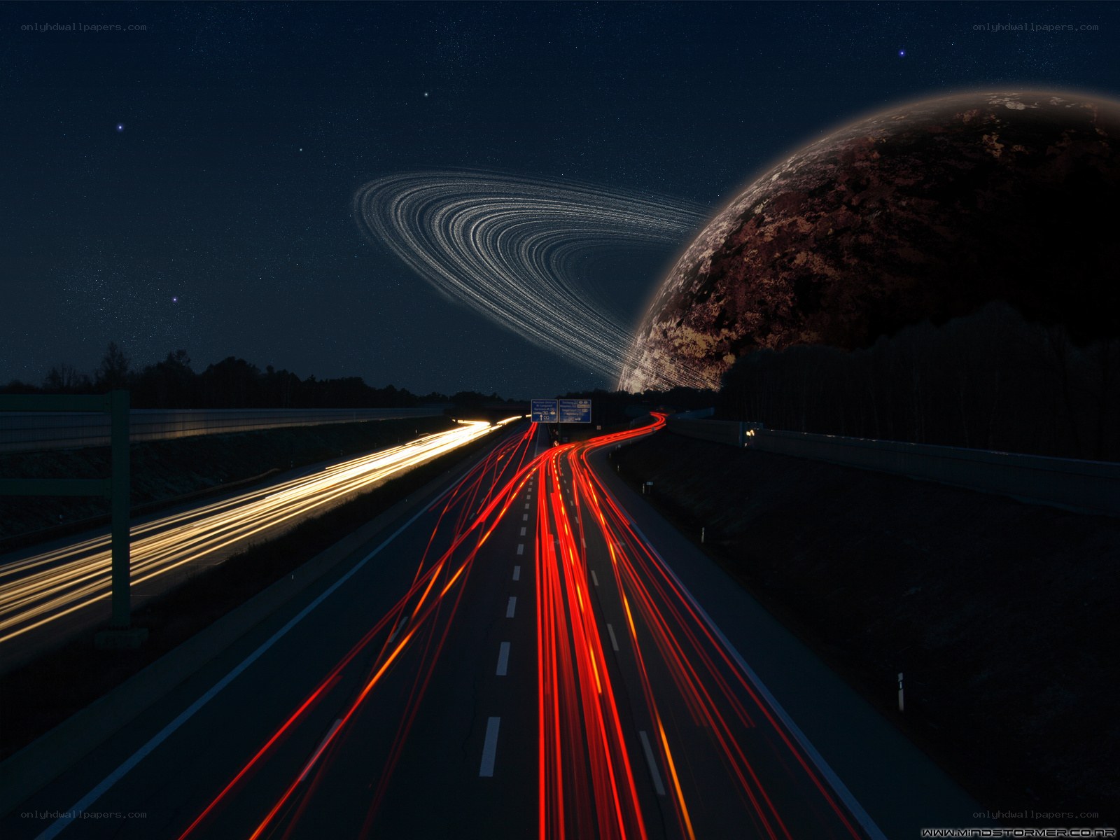 Highway under alien sky