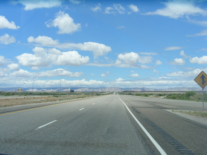 Highway under blue sky