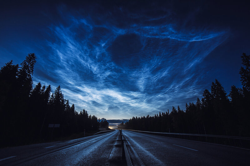 Highway under Night Sky