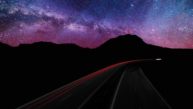 Highway under Starry Sky — Black, Serene