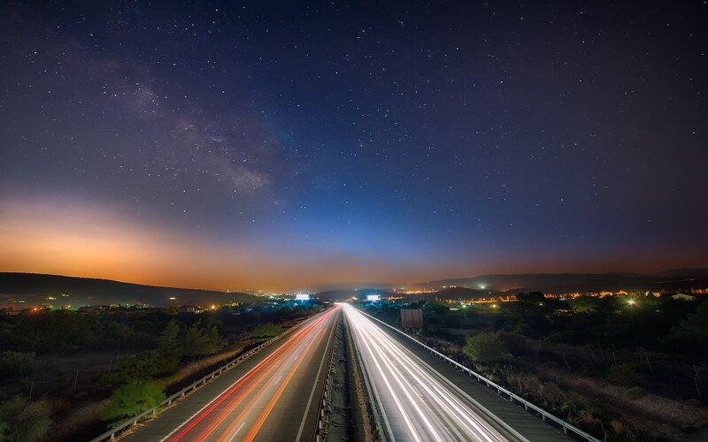 Highway under Starry Sky — Dark Blue
