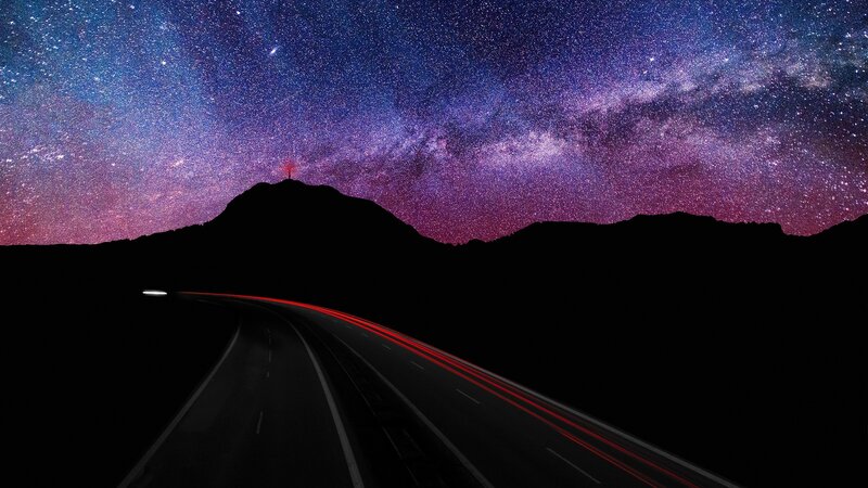 Highway under Starry Sky — Purple, Serene