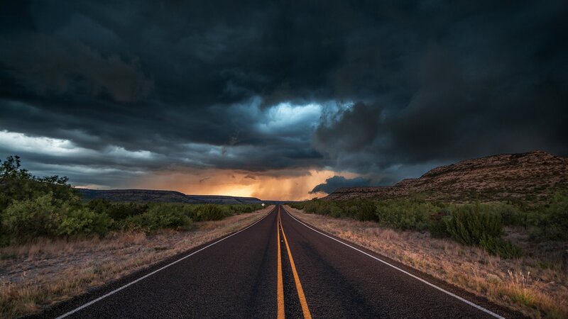 Highway under Storm Clouds — Black
