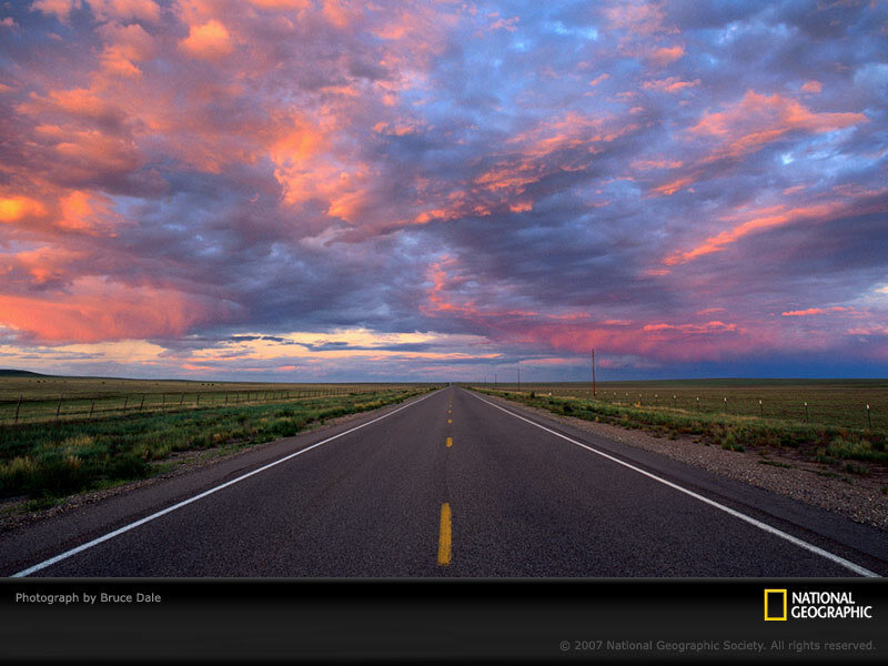 Highway under Stormy Sky — Pink