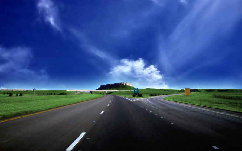 Highway with Exit Sign