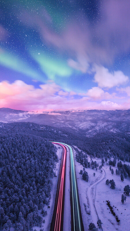 Highway with Light Trails