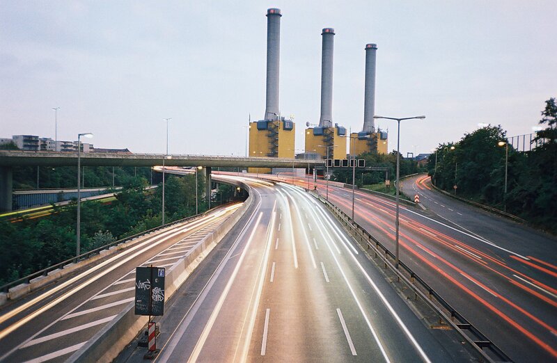 Highway with Power Plant