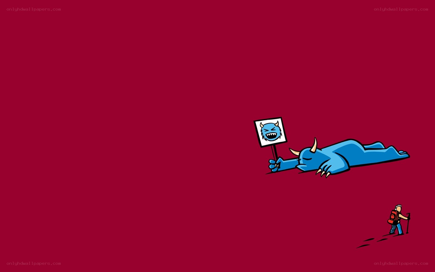 hiker and sleeping monster