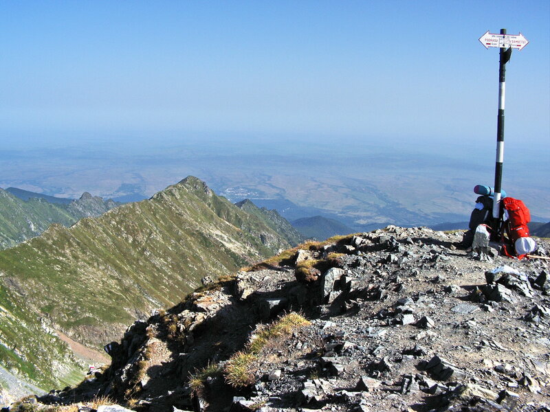 Hiker at mountain summit