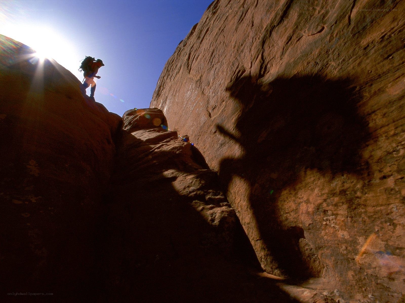 Hiker in a canyon