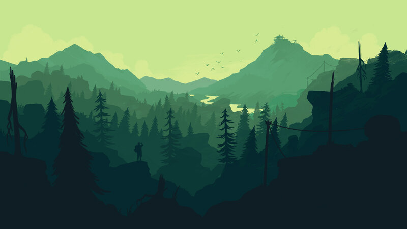 Hiker in Mountain Forest — Green