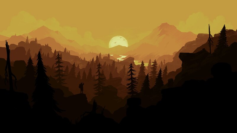 Hiker in Mountain Forest