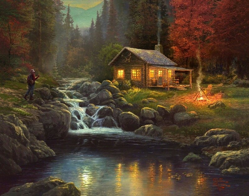 Hiker Near Cabin