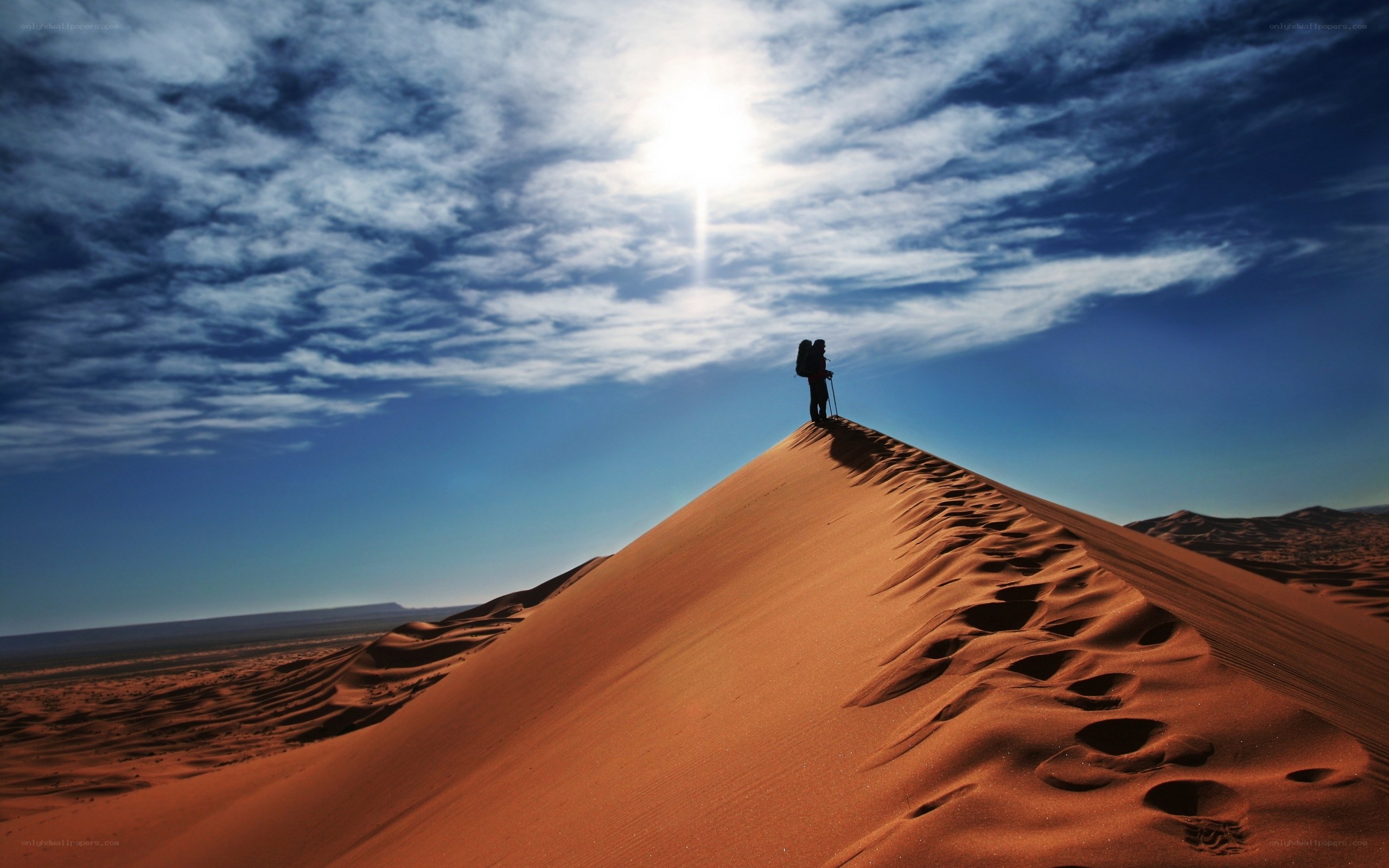 Hiker on a desert dune
