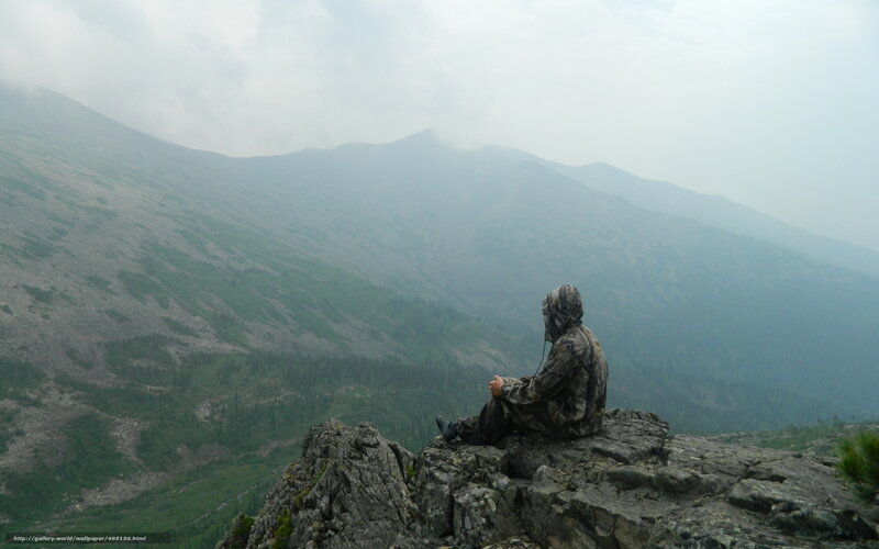 Hiker on a mountain peak