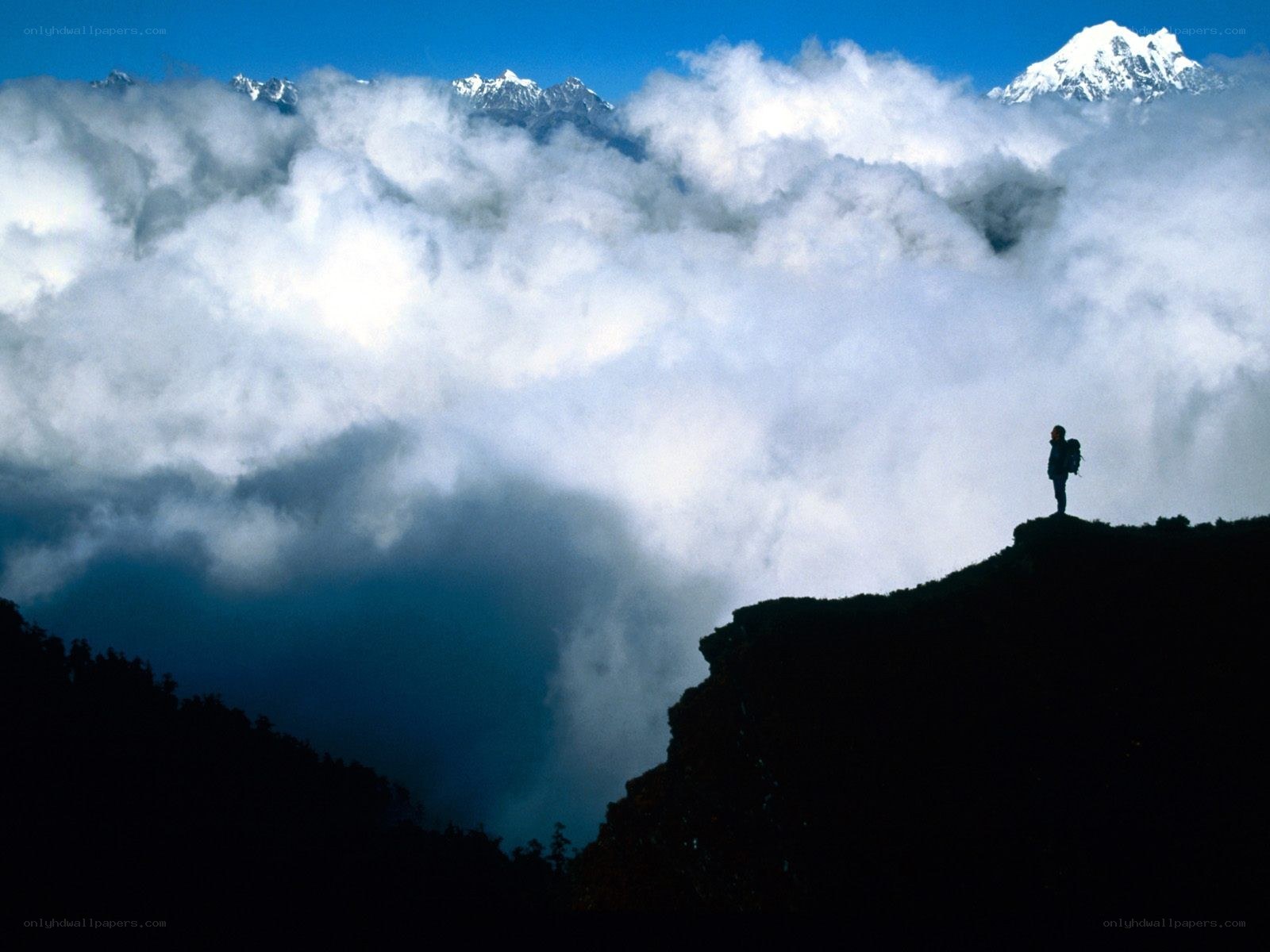Hiker on a mountain peak