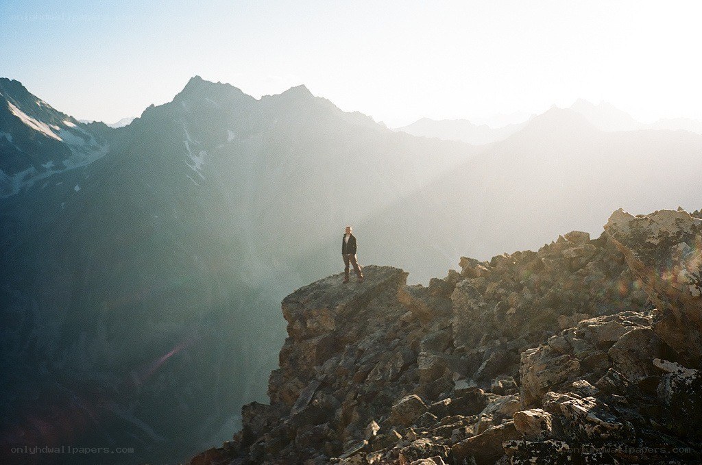 Hiker on a mountain peak