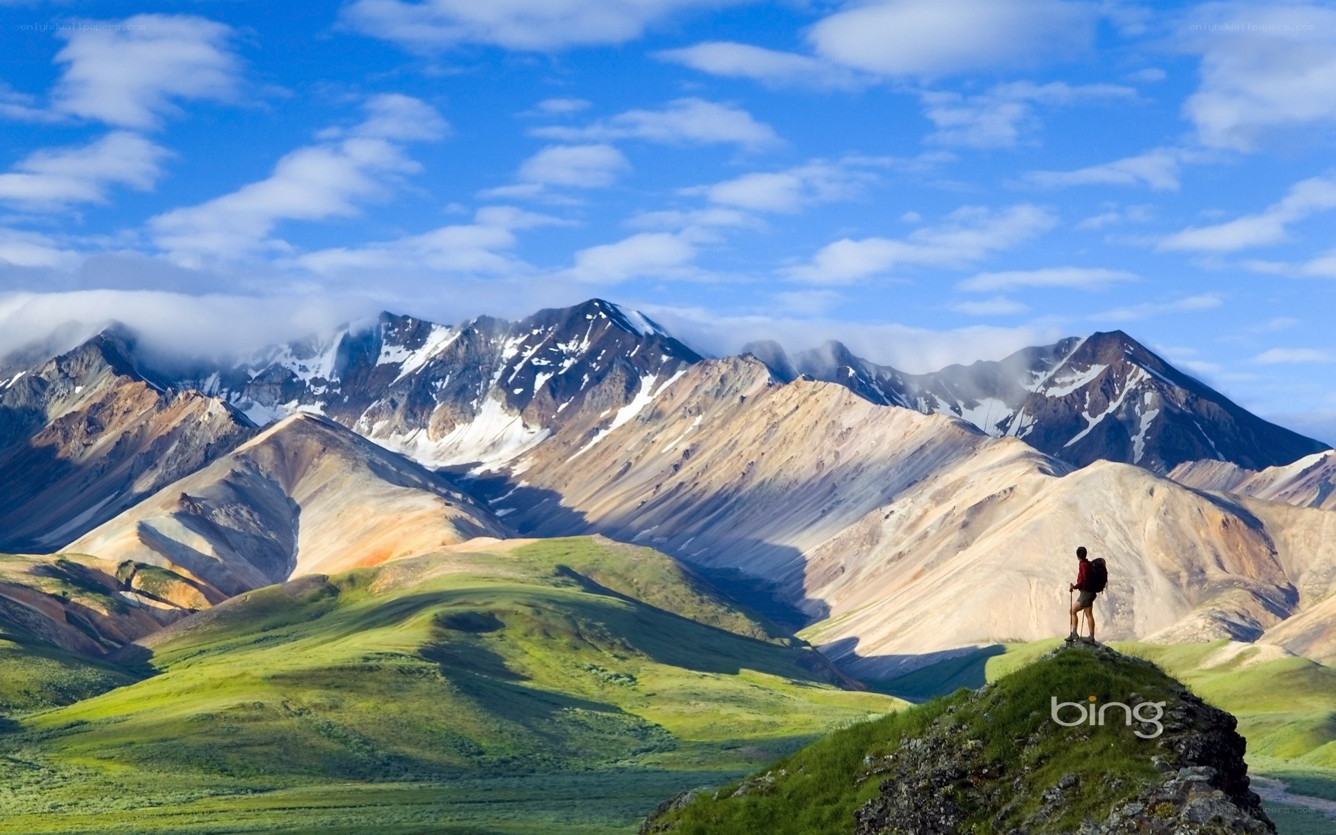 Hiker on a mountain ridge