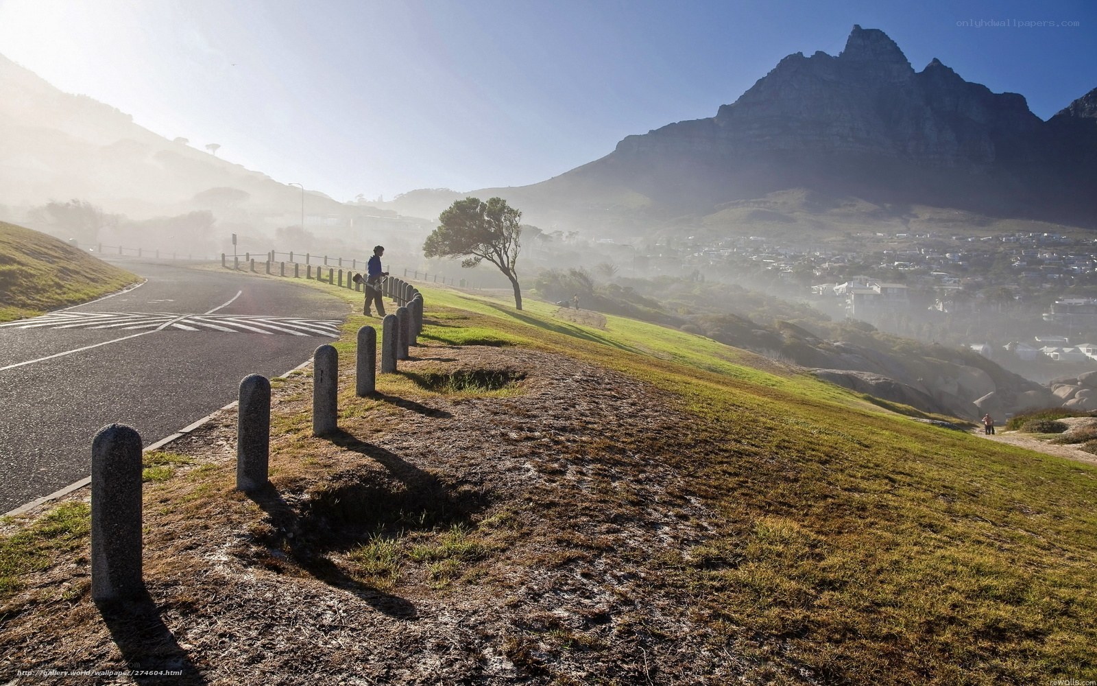 Hiker on a mountain road
