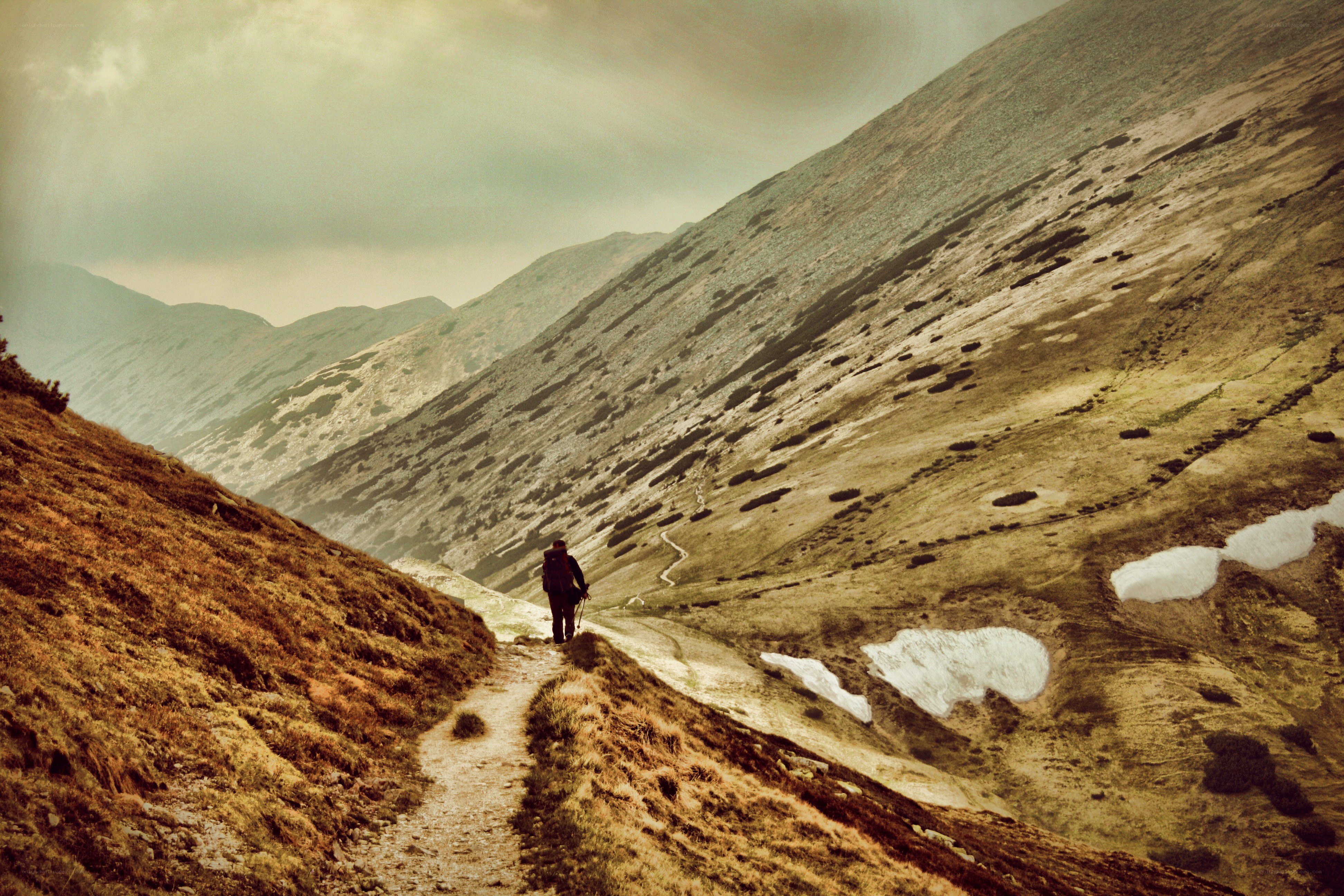 Hiker on a mountain trail