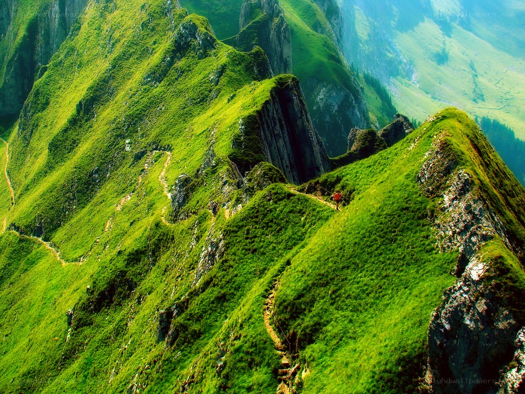 Hiker on a mountain trail
