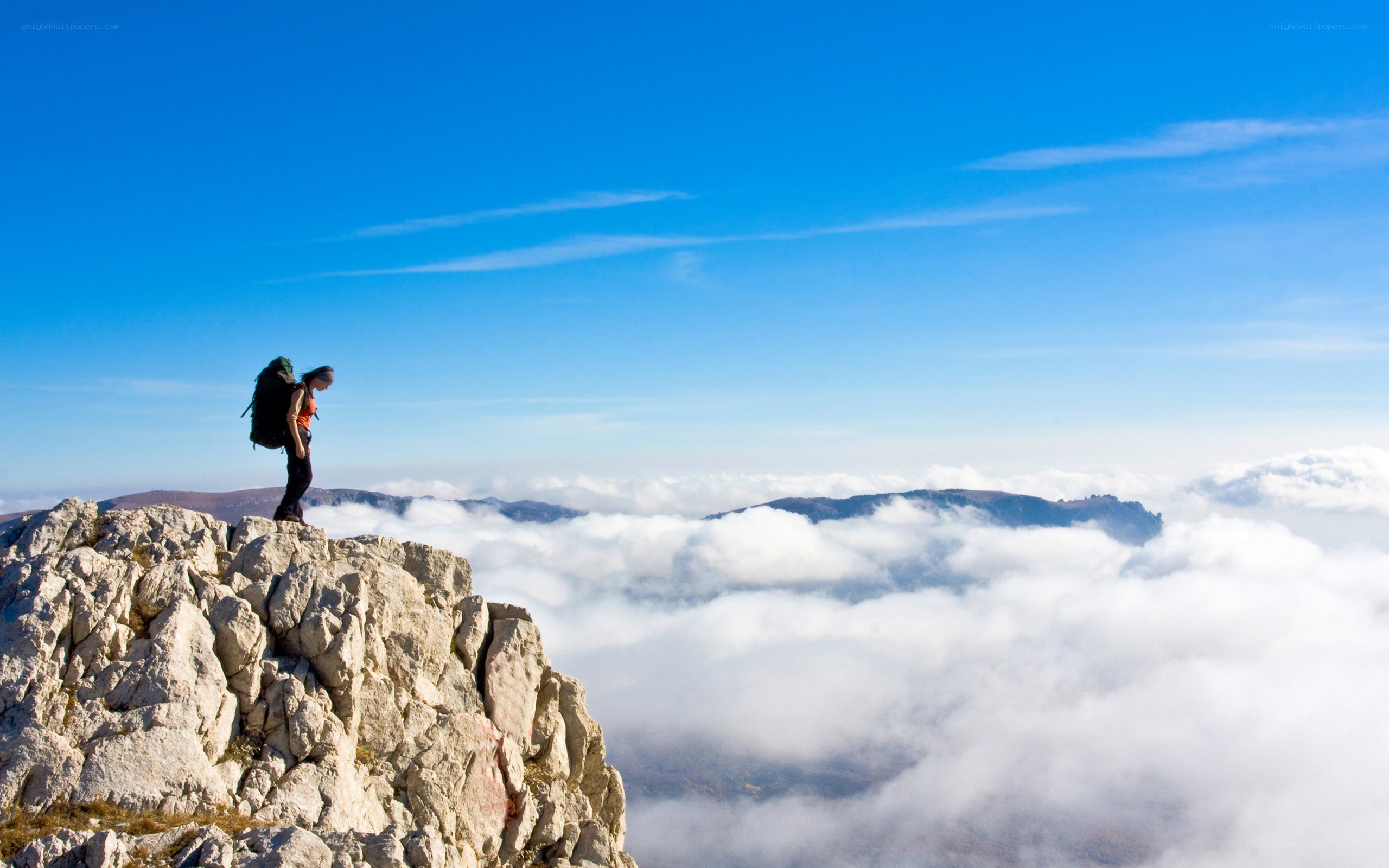 Hiker on mountain peak