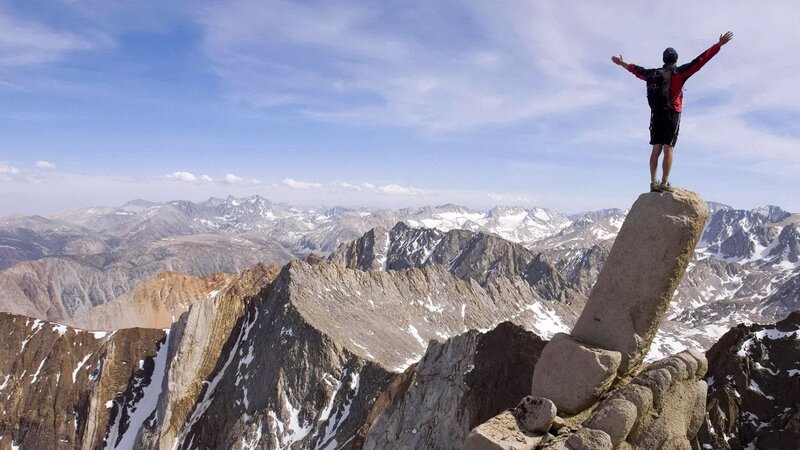 Hiker on mountain peak