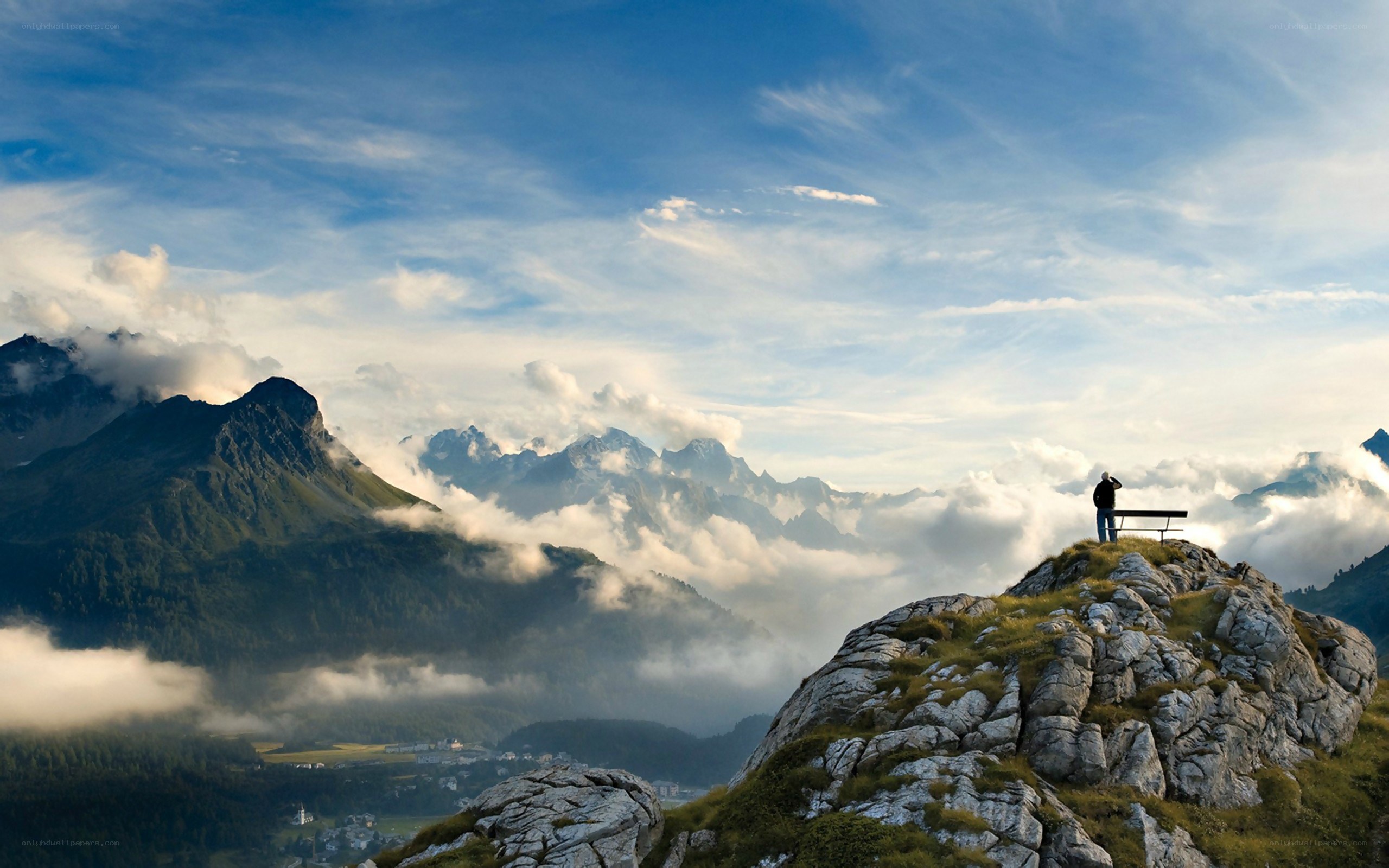 Hiker on mountain peak