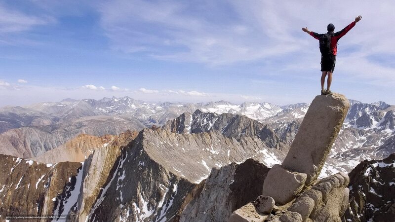 Hiker on mountain peak