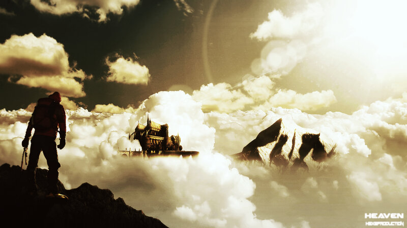 Hiker on Mountain Peak — Yellow