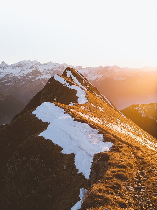 Hiker on Mountain Ridge — Brown
