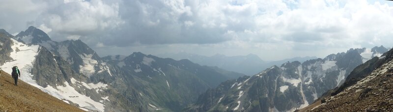 hiker on mountain ridge