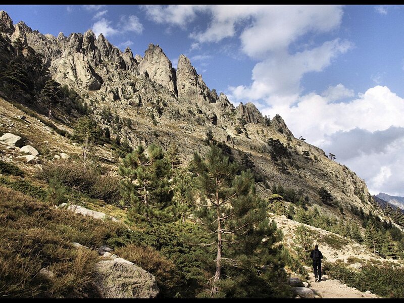 Hiker on mountain trail