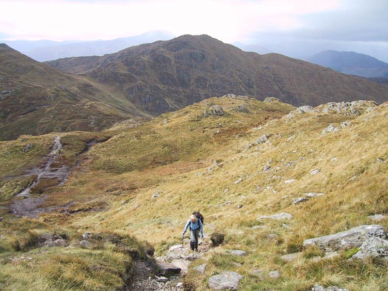 Hiker on Mountain Trail — Brown