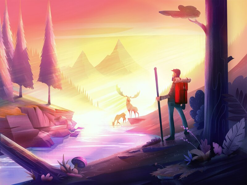 Hiker with Backpack — Pink