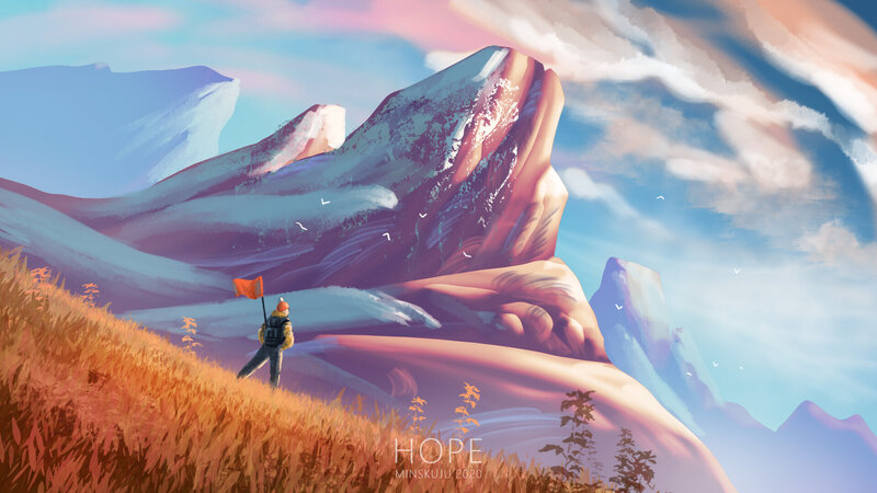 Hiker with Flag