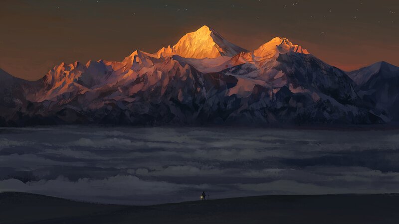 Hiker with Lantern